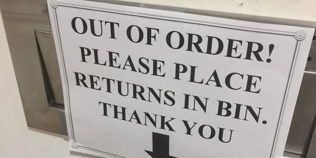 Library "out of order" sign