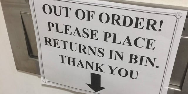 Library "out of order" sign