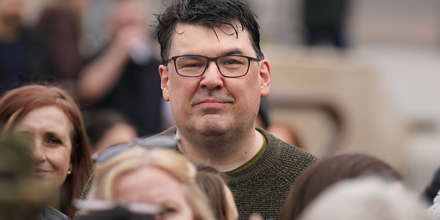 Graham Linehan at a protest