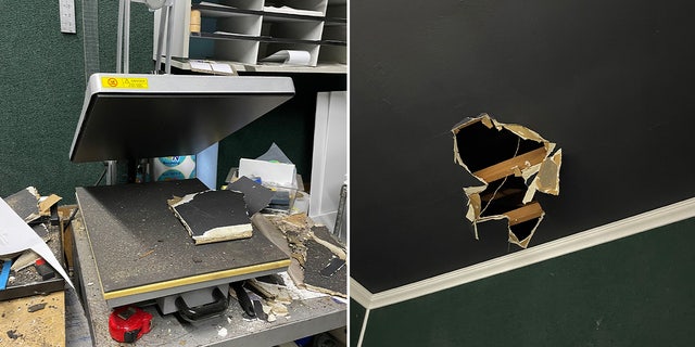 Damage to Carlos Pena's print shop