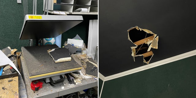 Damage to Carlos Pena's print shop