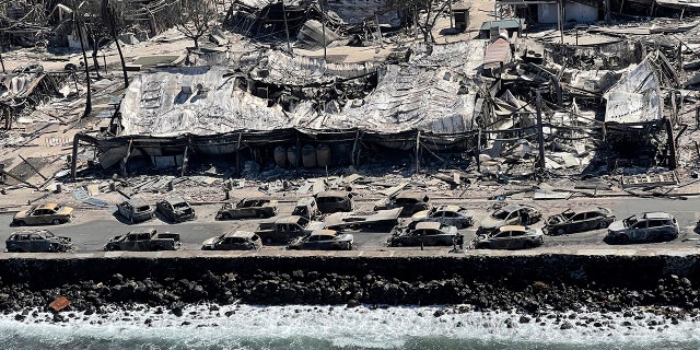 burnt-out cars on street