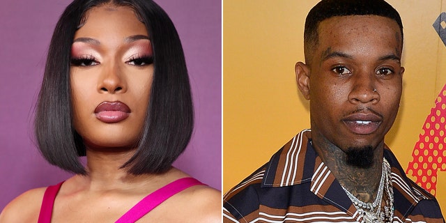 Megan Thee Stallion wears pink dress next to Tory Lanez in red carpet photos