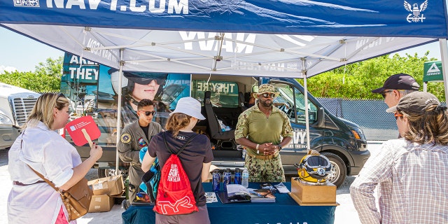 A Navy recruitment booth