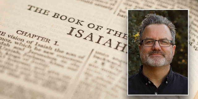 Book of Isaiah page with an inset of Chris Fraley, a pastor