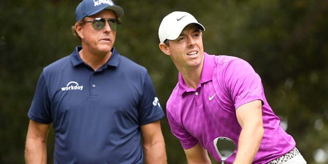 Phil Mickelson and Rory McIlroy at tee box