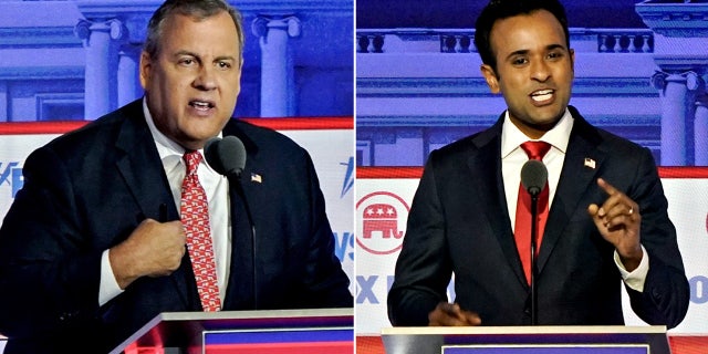 side-by-side of Christie and Ramaswamy