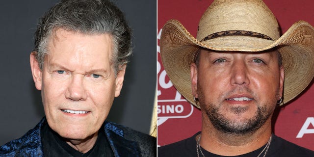 A split image of Randy Travis and Jason Aldean