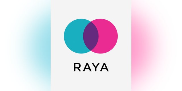 Picture of Raya logo with a blue and pink circle conjoining to make a purple color with the word 'RAYA' beneath