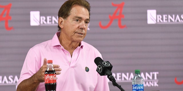 Nick Saban speaks to the media