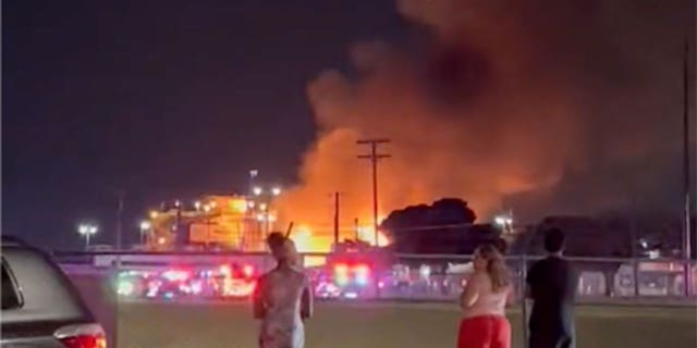 Fire and smoke in the air during Texas plant fire