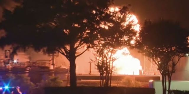 Fire and smoke in the air during Texas plant fire