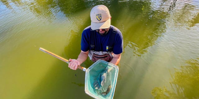 man holds fish