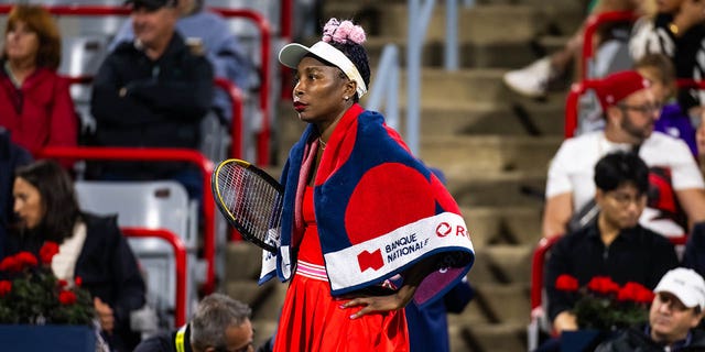 Venus Williams looks on during a match