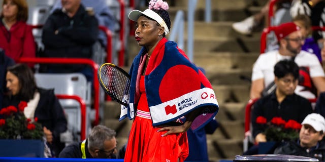 Venus Williams looks on during a match