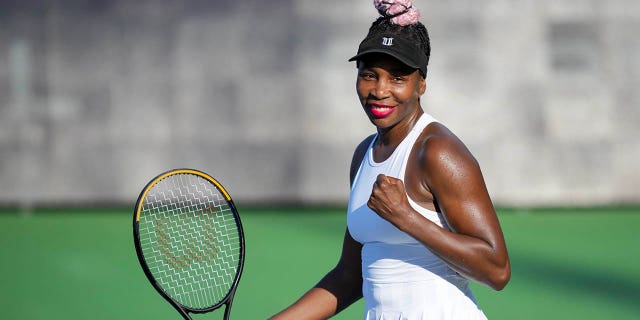 Venus Williams celebrates a win