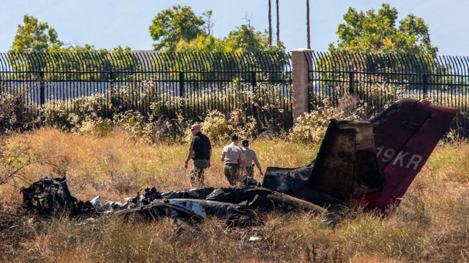 Officers at the site of a California plane crash
