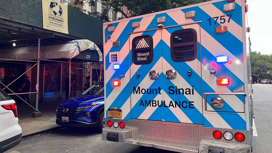 An ambulance outside W. 86th Street on August 28