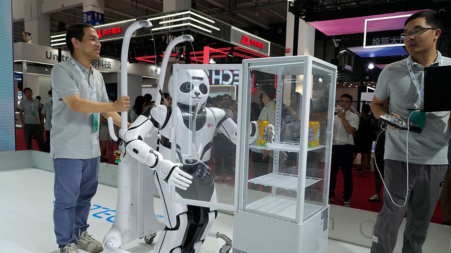 panda-shaped robot grabs soda 