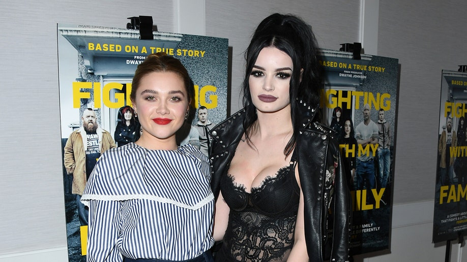 Florence Pugh and Paige Bevis at "Fighting With My Family" event