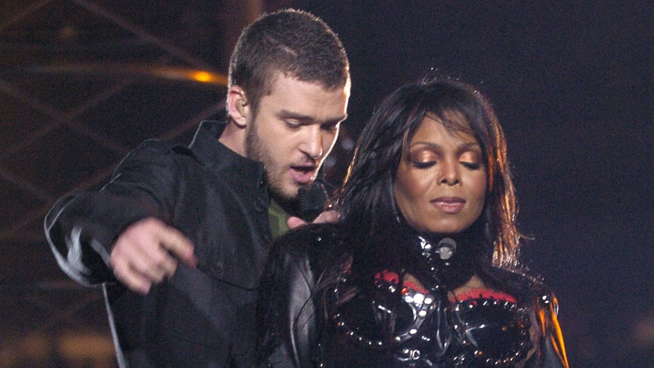 Justin Timberlake and Janet Jackson at the 2004 Super Bowl Halftime Show