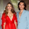 Elizabeth Hurley and her son Damien on the red carpet