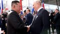 AMUR REGION, RUSSIA - SEPTEMBER 13: (----EDITORIAL USE ONLY - MANDATORY CREDIT - 'KREMLIN PRESS OFFICE / HANDOUT' - NO MARKETING NO ADVERTISING CAMPAIGNS - DISTRIBUTED AS A SERVICE TO CLIENTS----) Russian President Vladimir Putin (R) shakes hand with North Korean leader Kim Jong-Un (L) ahead of the their inspect the Russian spaceport Vostochny Cosmodrome in Russia's Amur region in the Far East on September 13, 2023. North Korean leader Kim Jong-Un said on Wednesday that relations with Russia are 'the very first priority' for his country. Putin and Kim then visited several facilities of the cosmodrome and also examined the construction of the new infrastructure.