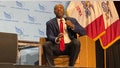 Sen. Tim Scott of South Carolina, a 2024 Republican presidential candidate, speaks at the Iowa Faith and Freedom Coalition's annual fall banquet, on Sept. 16, 2023 in Des Moines, Iowa