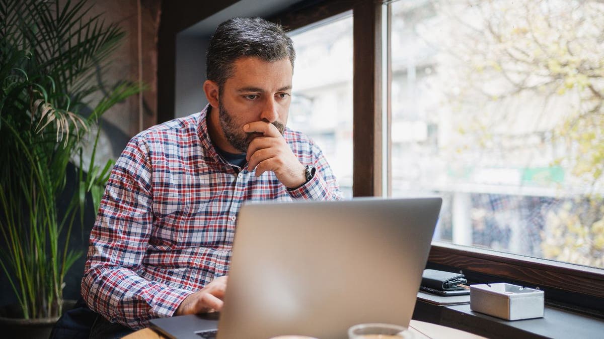 Man looking at his laptop.