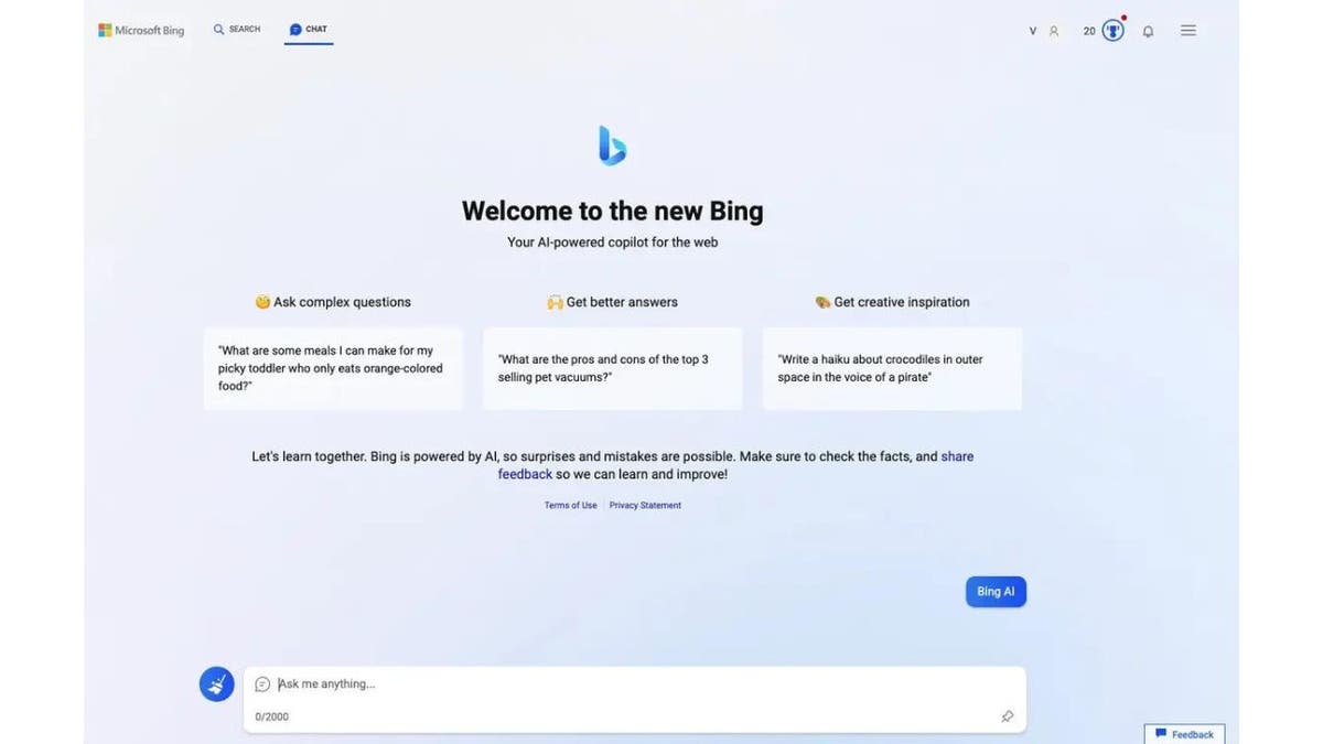 Bing Chat screenshot