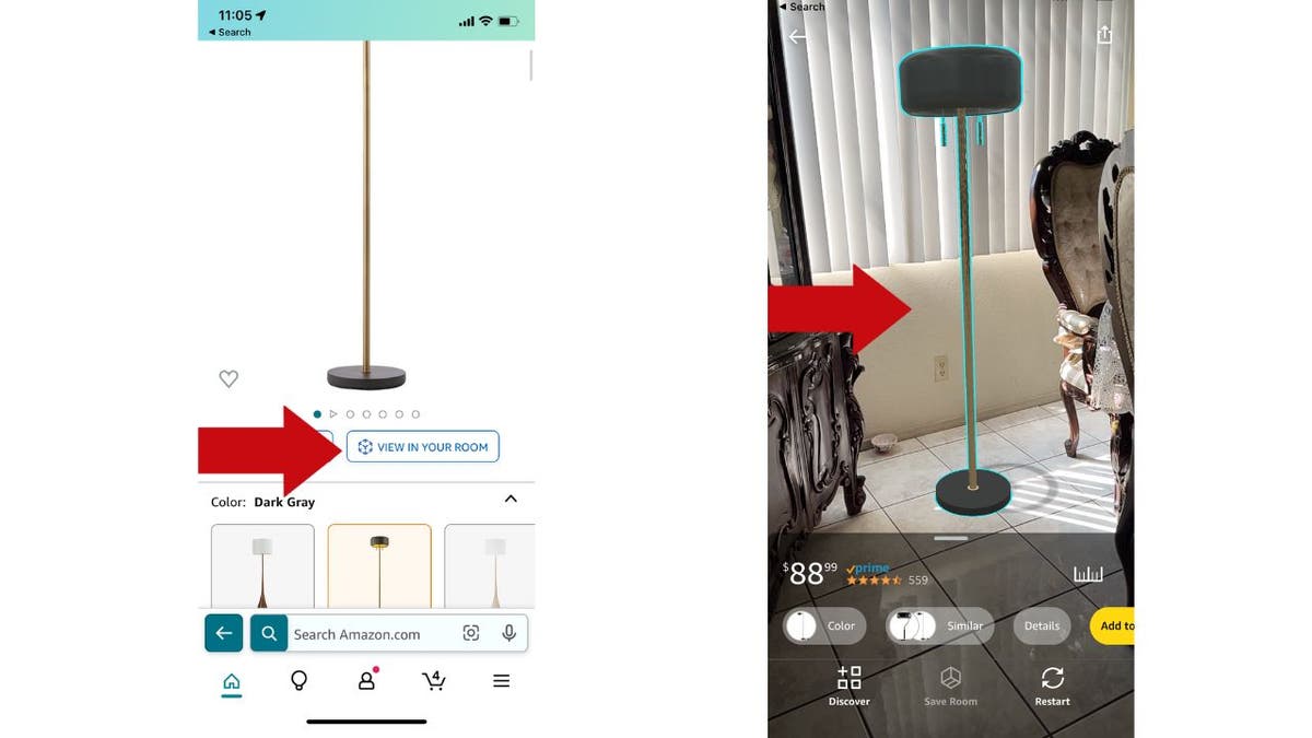 Screenshot of the "View in Your Room" feature.