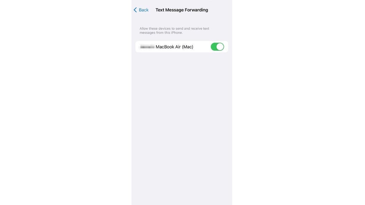 A screenshot of the text message transfer screen.