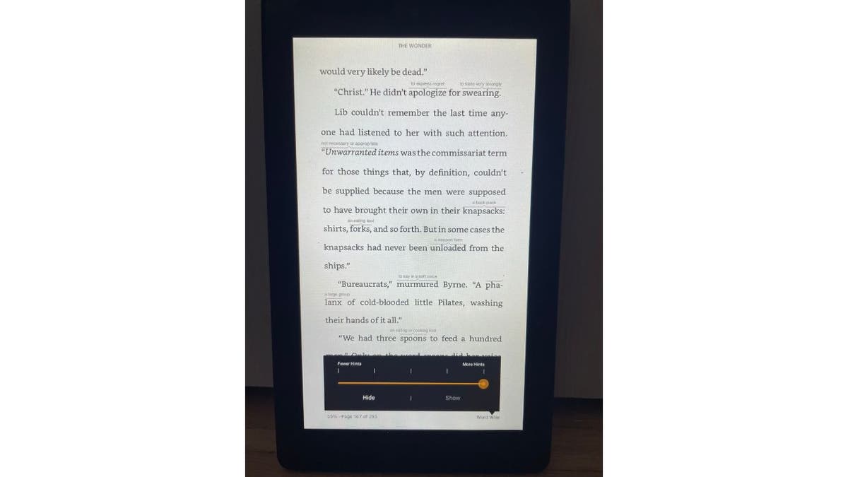 Image of text from a book on an Amazon Kindle