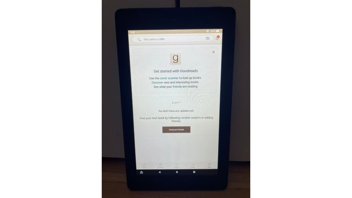Image of Goodreads pulled up on an Amazon Kindle