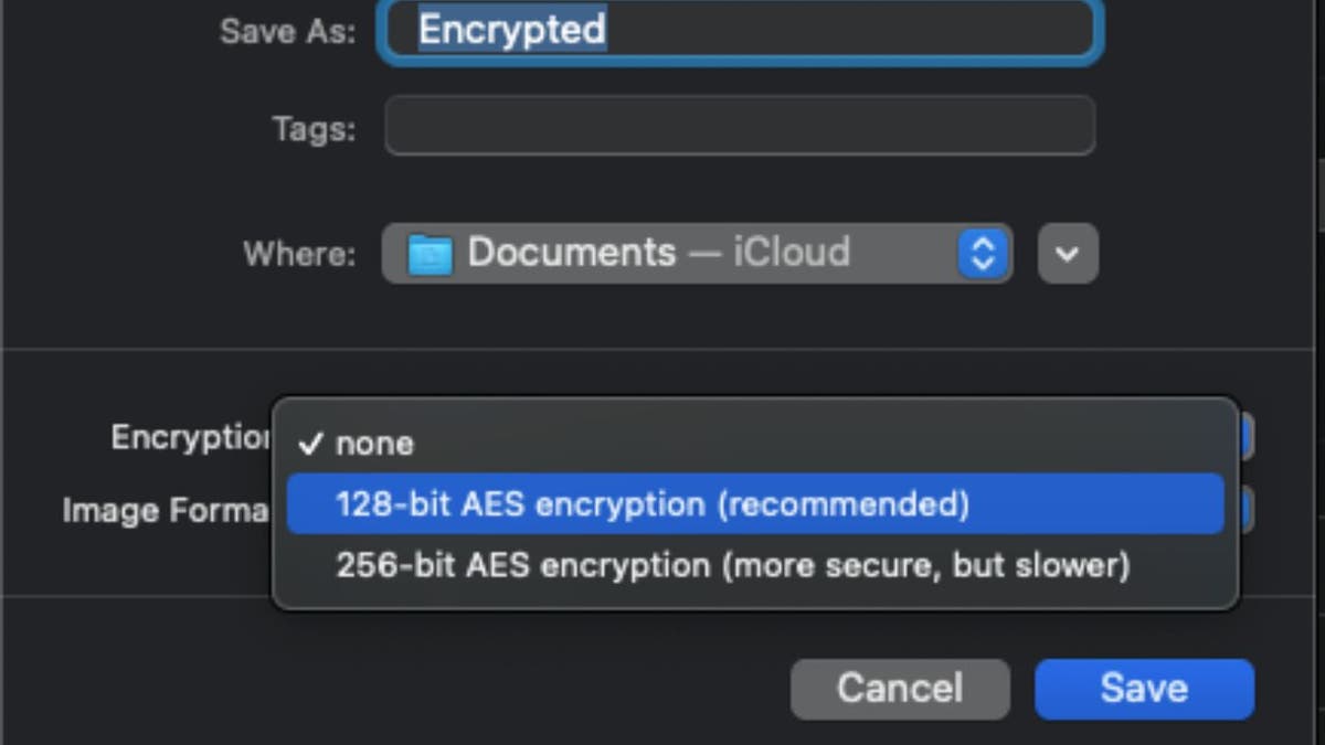 Mac 128-bit AES encryption