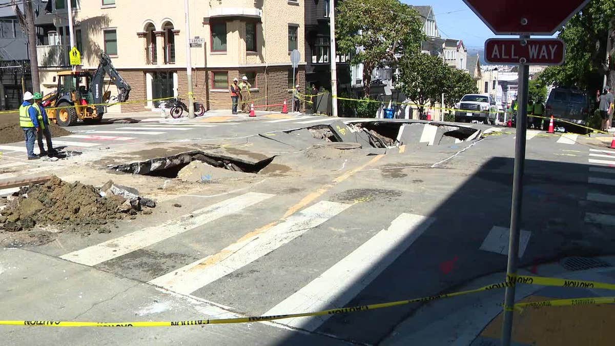 Sinkhole in San Francisco street