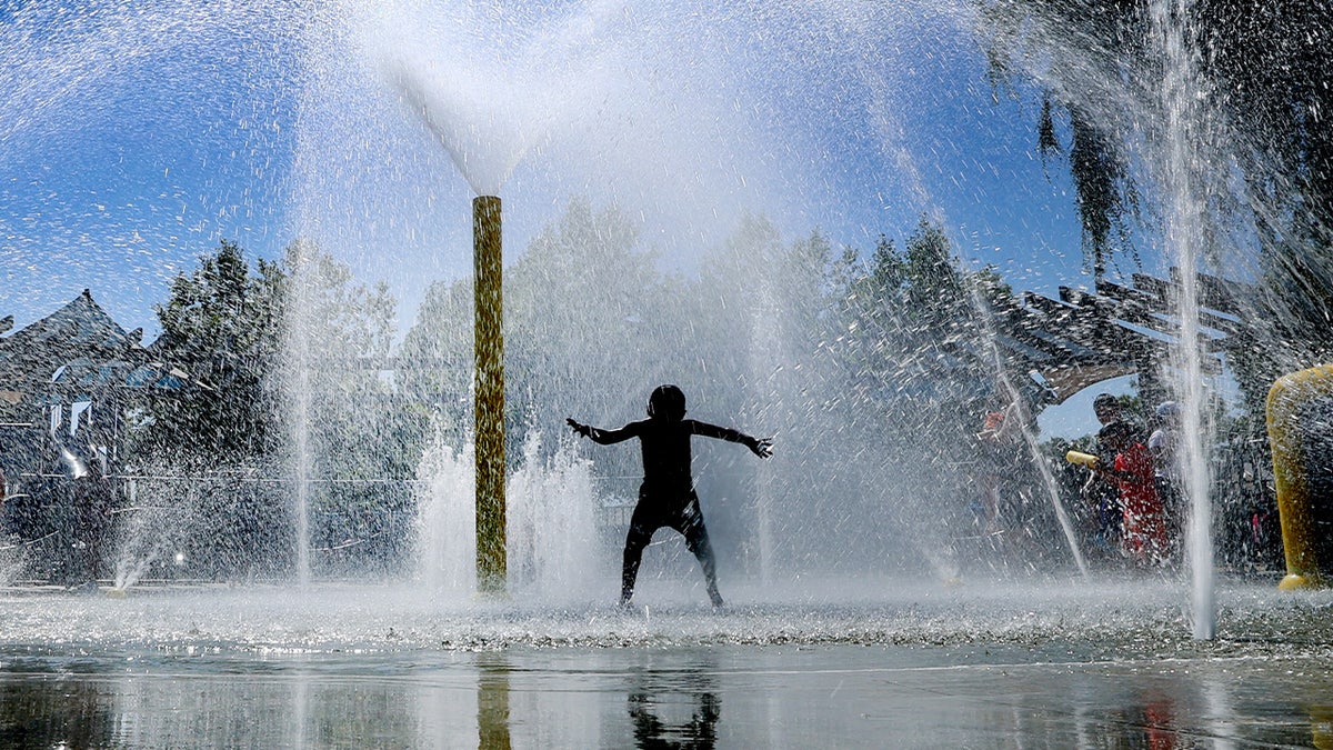 Kids in splash pad