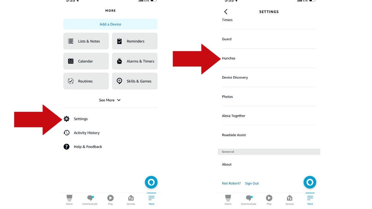 Go to settings in Amazon Alexa app and select Hunches