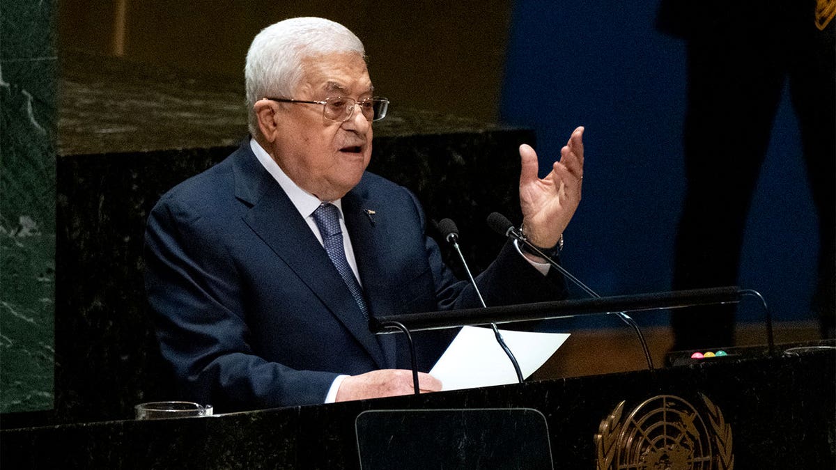 Palestinian President Mahmoud Abbas addresses the United Nations General Assembly