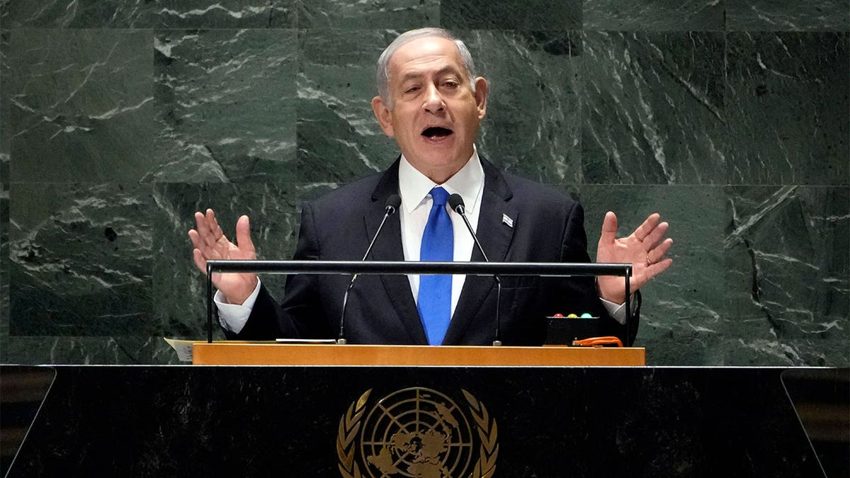 Israeli Prime Minister Benjamin Netanyahu addresses the United Nations General Assembly