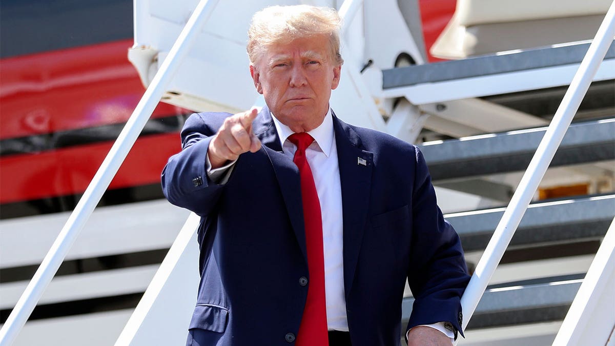 Donald Trump pointing at supporters