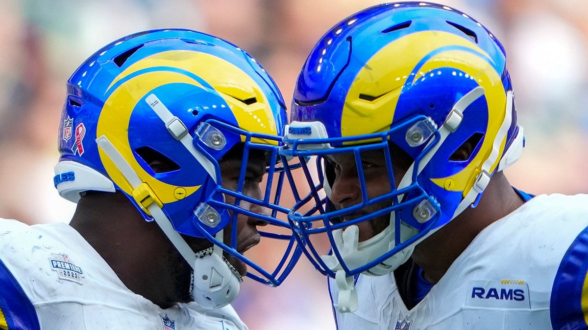 Aaron Donald and Kobie Turner celebrate