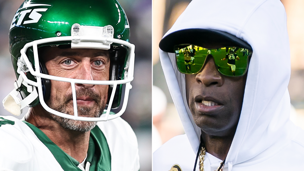 Aaron Rodgers and Deion Sanders side by side
