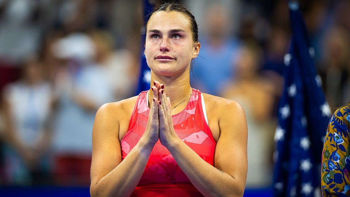 Aryna Sabalenka emotional during ceremony