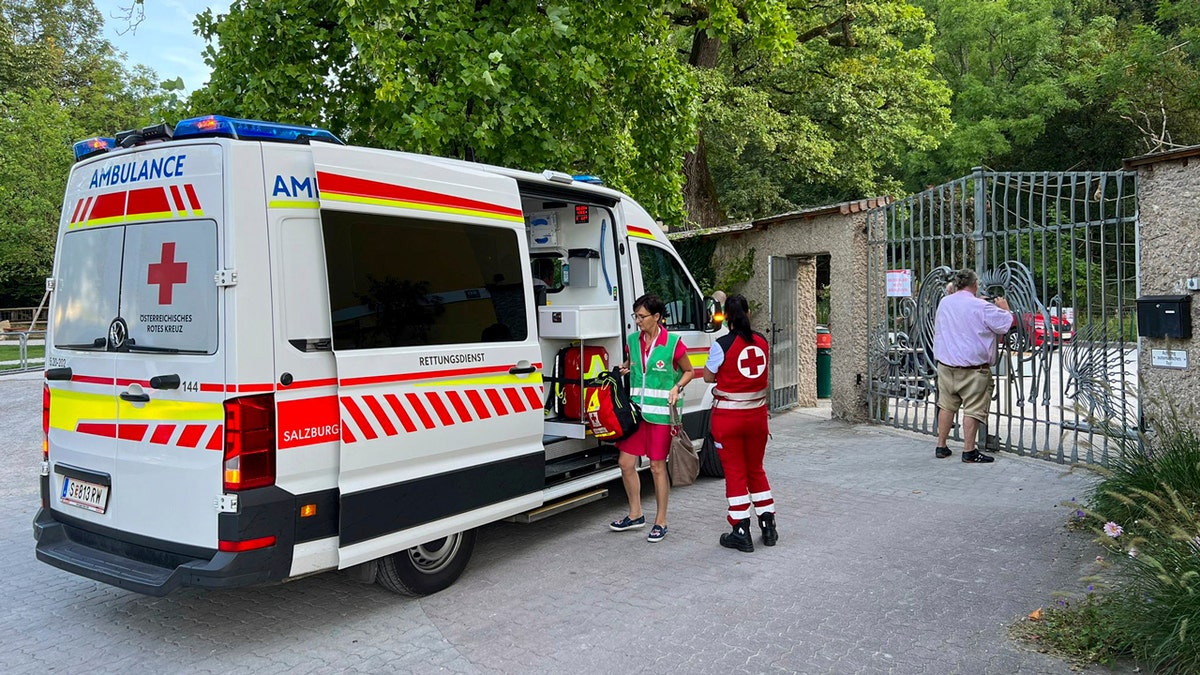 Ambulance entering Hellbrunn Zoo