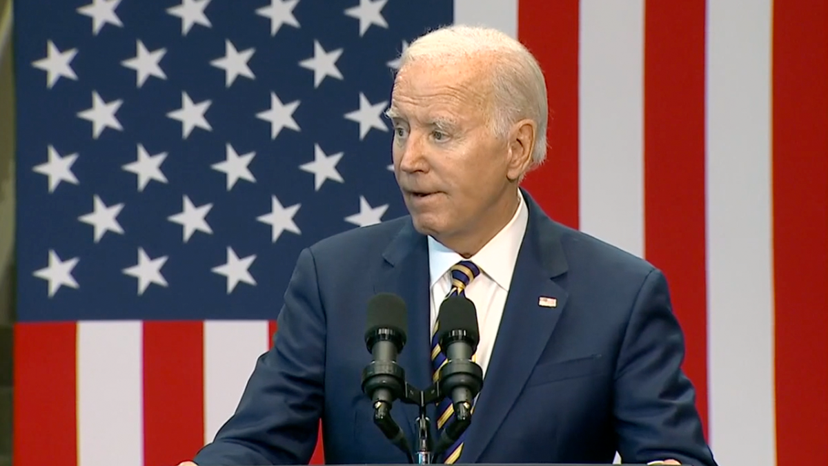 Biden gives a speech