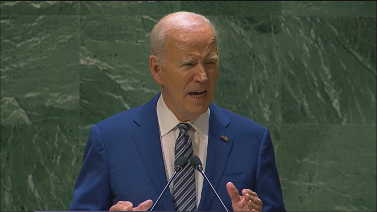 President Biden speaking at the UN.