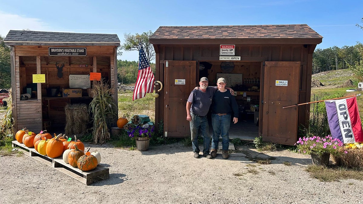 Brayden's veg stand with grandpa