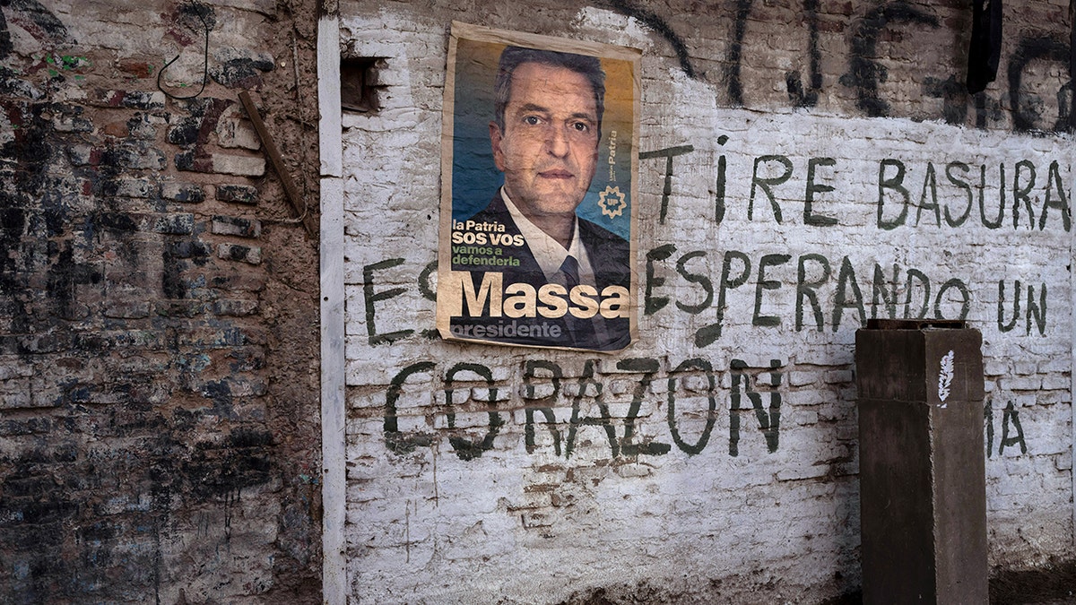 Campaign banner of Sergio Massa on a neighborhood wall in Argentina