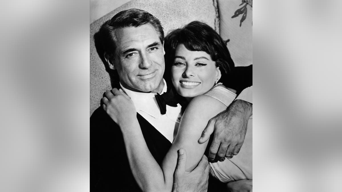 Cary Grant and Sophia Loren hugging